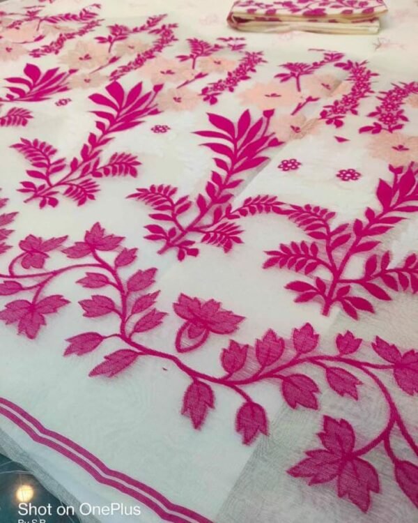 White Soft Dhakai Jamdani Saree