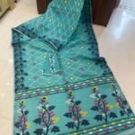 Fountain Blue Soft Crosslota Dhakai Jamdani Sari