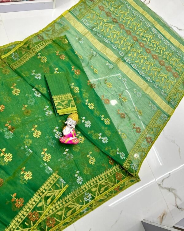 Green Soft Dhakai Jamdani Saree