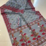 Grey Soft Crosslota Dhakai Jamdani Sari