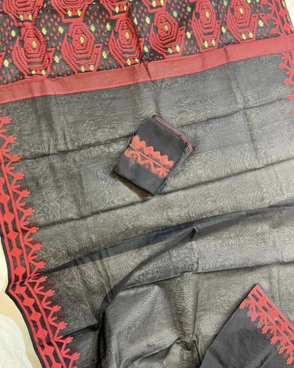Grey Soft Dhakai Jamdani Saree