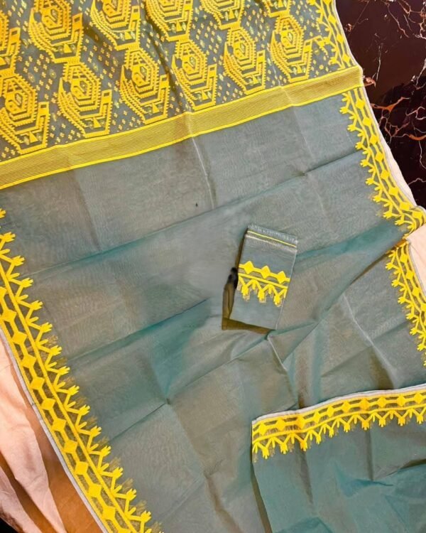 Grey Soft Dhakai Jamdani Sari