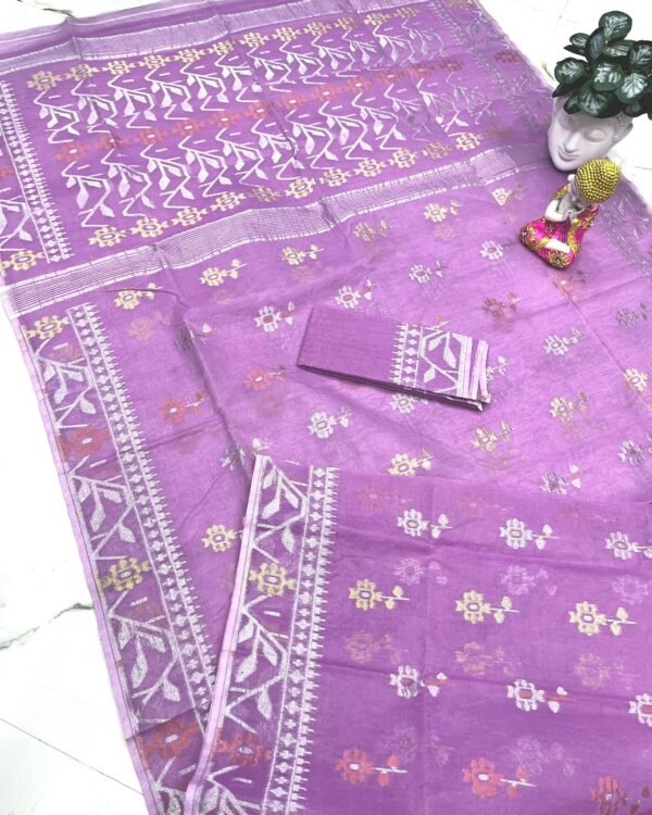 Lavender Soft Dhakai Jamdani Saree