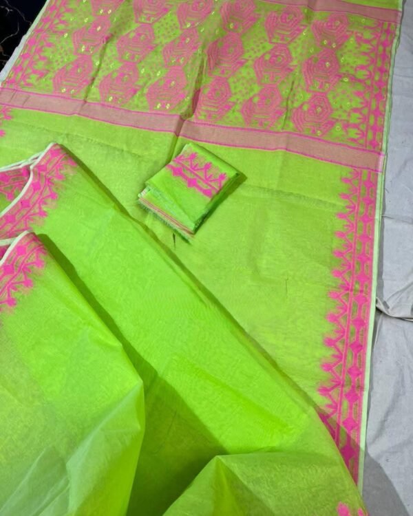 Light Green Soft Dhakai Jamdani Sari