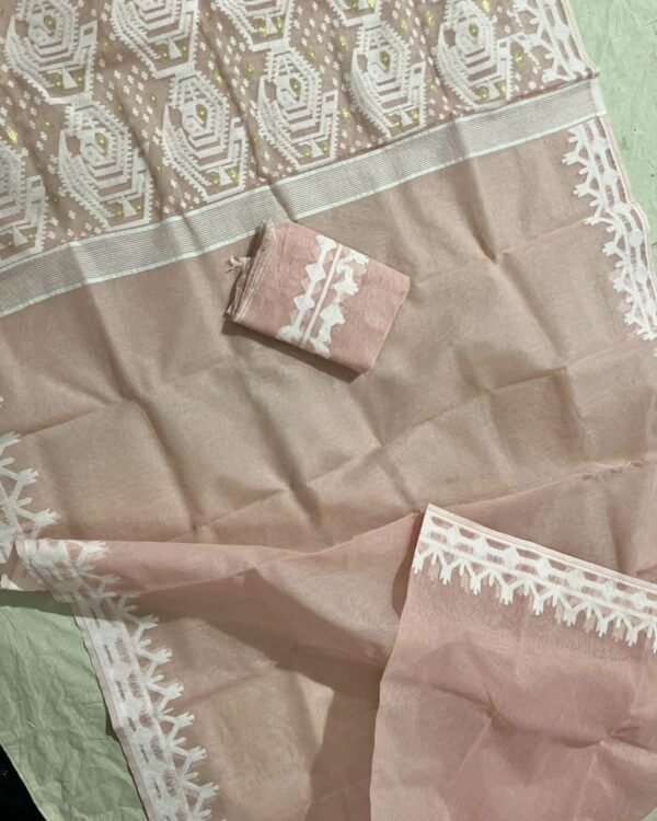 Mushroom Soft Dhakai Jamdani Saree