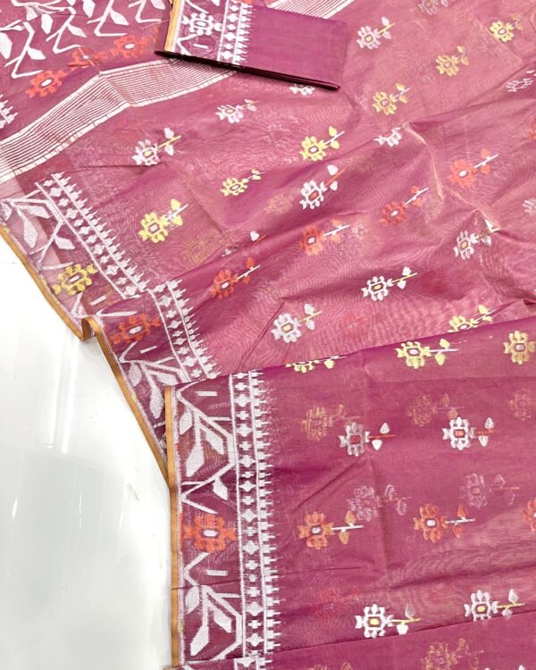 Tulip Pink Soft Dhakai Jamdani Saree