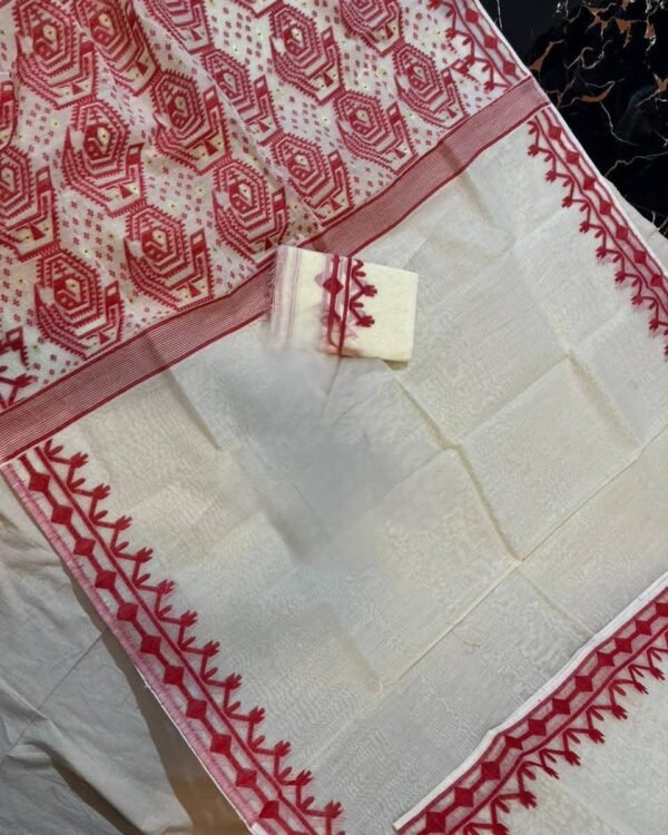 White Soft Dhakai Jamdani Saree