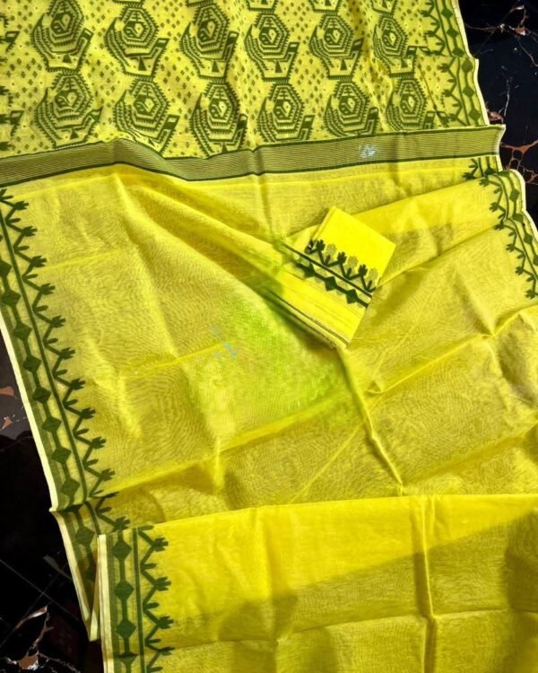 Yellow Soft Dhakai Jamdani Saree