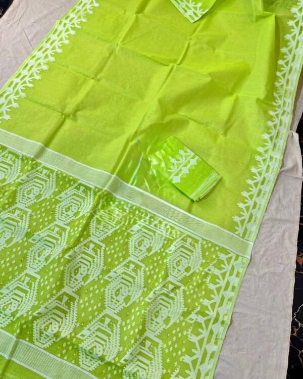 Light Green Soft Dhakai Jamdani Sare