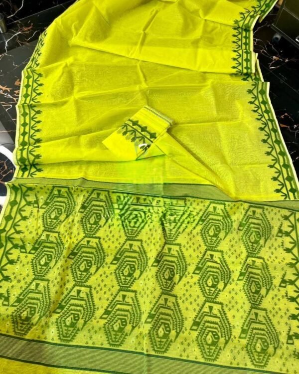 Yellow Soft Dhakai Jamdani Saree