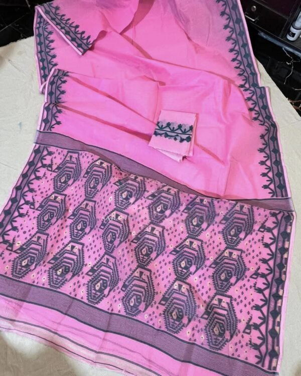 Persian Pink Soft Dhakai Jamdani Saree
