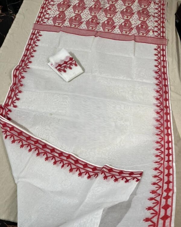White Soft Dhakai Jamdani Saree