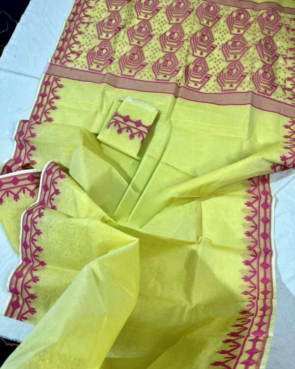 Yellow Soft Dhakai Jamdani Sare