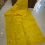 Yellow Soft Lota Dhakai Jamdani Sari