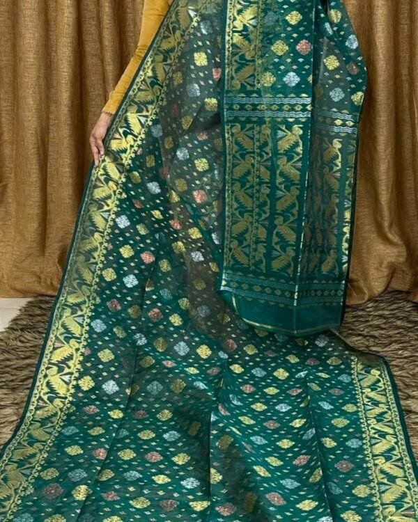 Aqua Deep Soft Joriwork Jamdani Saree