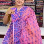 Bashful Pink Soft Buti Jamdani Sari With Blouse Piece