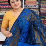 Black Soft Buti Jamdani Sari With Blouse Piece