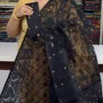 Black Soft Buti Jamdani Saree With Blouse Piece