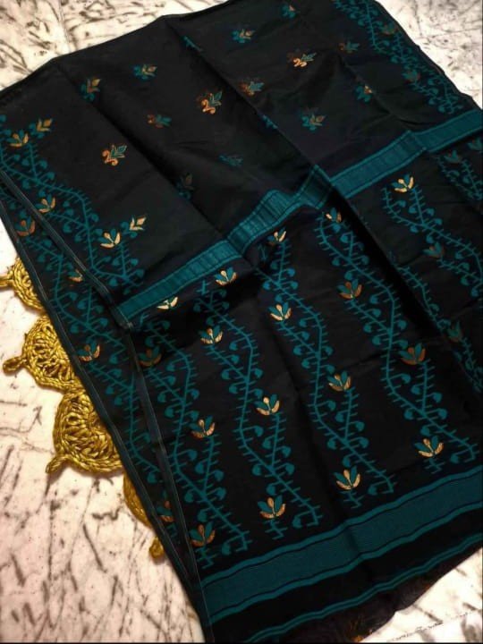 Black Soft Lota Dhakai Jamdani Saree
