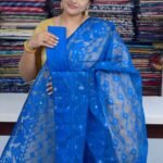 Blue Soft Buti Jamdani Sari With Blouse Piece