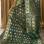 Dark Green Soft Joriwork Jamdani Saree