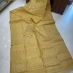 Dark Sand Soft Buti Karat Jamdani Sari With Blouse Piece