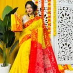 Dark Yellow Soft Dhakai Jamdani Saree