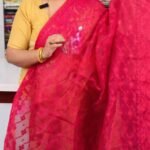 Deep Carmine Soft Buti Jamdani Sari With Blouse Piece