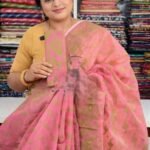 Deep Rose Soft Buti Jamdani Sari With Blouse Piece