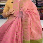 Deep Rose Soft Buti Jamdani Sari With Blouse Piece