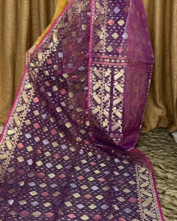 Dirty Purple Soft Joriwork Jamdani Saree