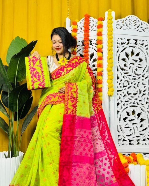 Lemon Soft Dhakai Jamdani Saree