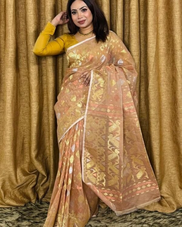 Light Coffee Soft Joriwork Jamdani Saree