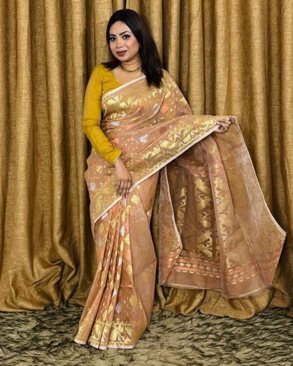 Light Coffee Soft Joriwork Jamdani Saree