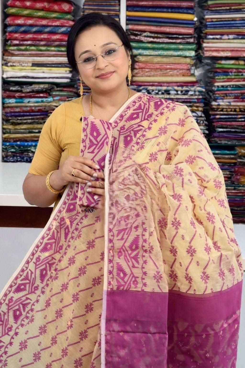 Off White Soft Buti Jamdani Saree With Blouse Piece