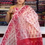 Off White Soft Buti Jamdani Sare With Blouse Piece