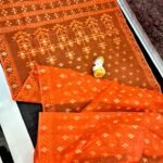 Orange Soft Dhakai Jamdani Saree