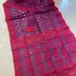 Pansy Purple Soft Buti Karat Jamdani Sari With Blouse Piece