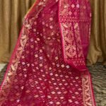 Pinkish Red Soft Joriwork Jamdani Saree