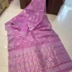 Purplish Pink Soft Joriwork Jamdani Sari With Blouse Piece