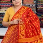 Red And Yellow Soft Buti Jamdani Sari With Blouse Piece