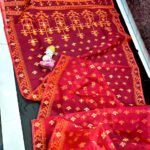 Red Pink Soft Dhakai Jamdani Saree