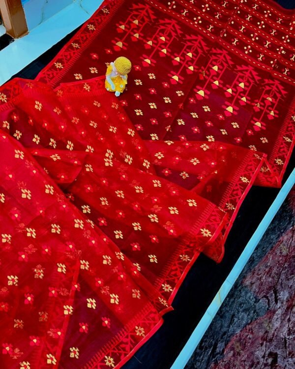 Red Soft Dhakai Jamdani Saree