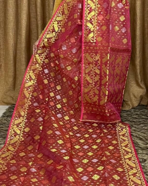 Red Soft Joriwork Jamdani Saree