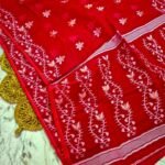 Red Soft Lota Dhakai Jamdani Saree