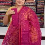 Rich Maroon Soft Buti Jamdani Sari With Blouse Piece