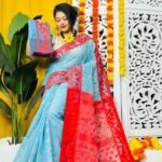 Sky Blue Soft Dhakai Jamdani Saree