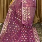 Velvet Maroon Soft Joriwork Jamdani Saree