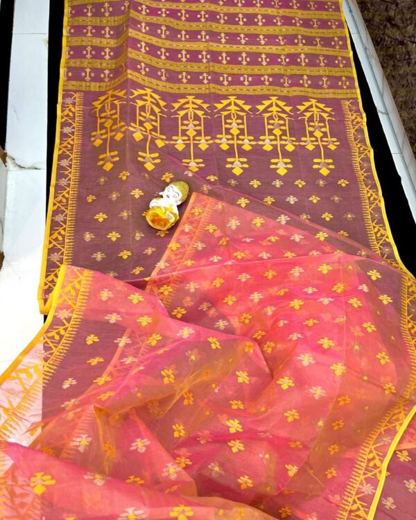 Watermelon Soft Dhakai Jamdani Saree