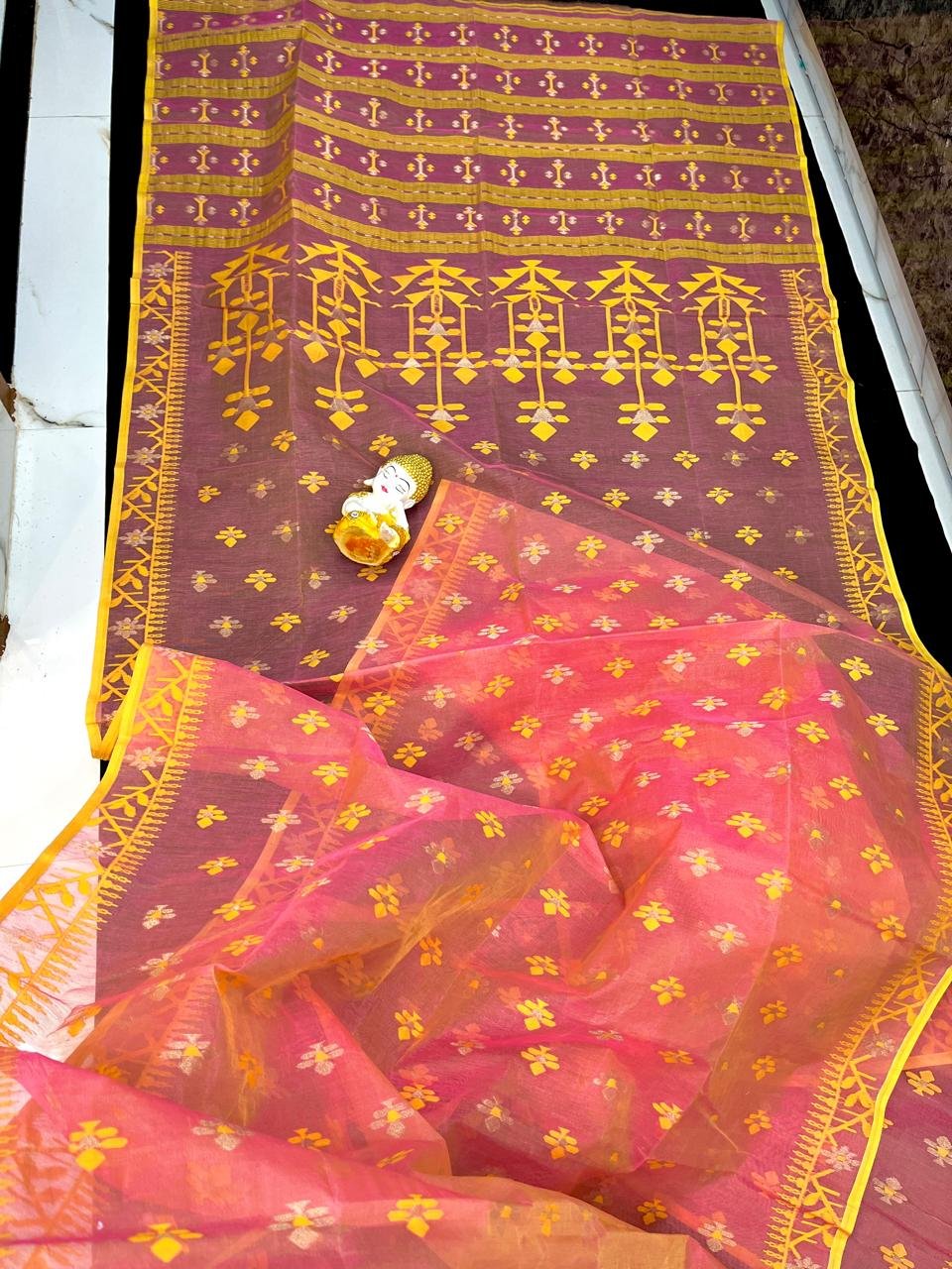 Watermelon Soft Dhakai Jamdani Saree